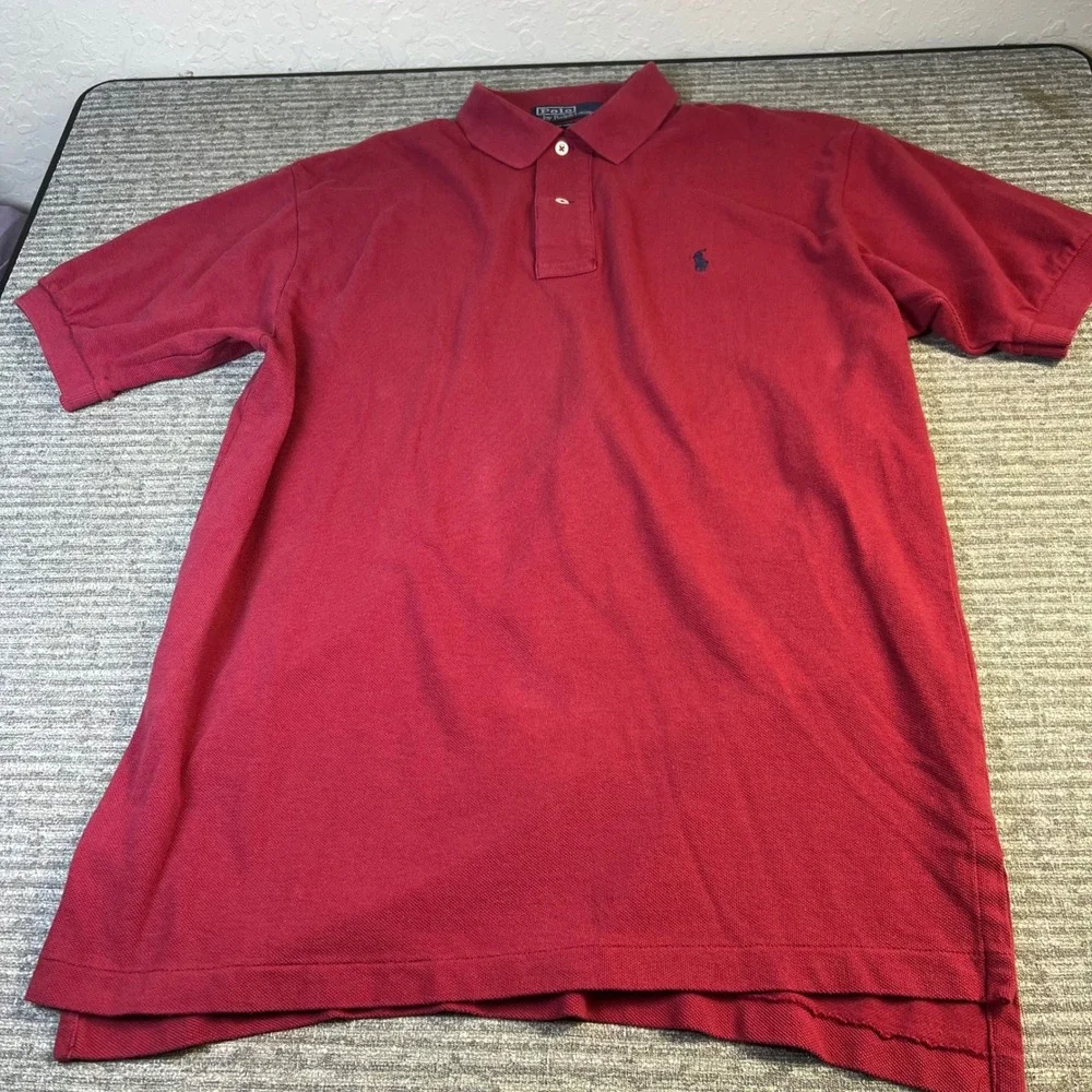 Polo Ralph Lauren Shirt  Mens Medium Red Pique Short Sleeve Pony Logo Cotton
